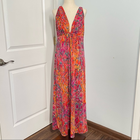 Natori  Pink Abstract Print Maxi Dress - Picture 6 of 10